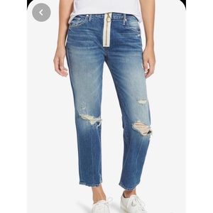 XYZ Saint High Waste Crop Straight Leg Jeans.